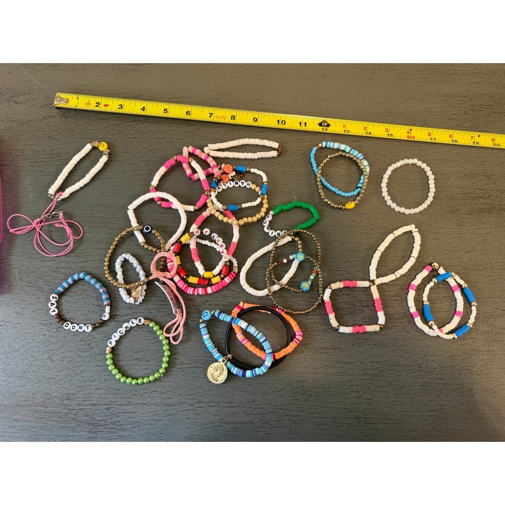 Bead Bracelet Lot 20pc Colorful Y2K Stacking Jewelry Set
